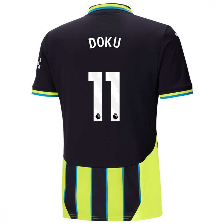 Niño Fútbol Camiseta Jérémy Doku #11 Azul Amarillo 2ª Equipación 2024/25 México