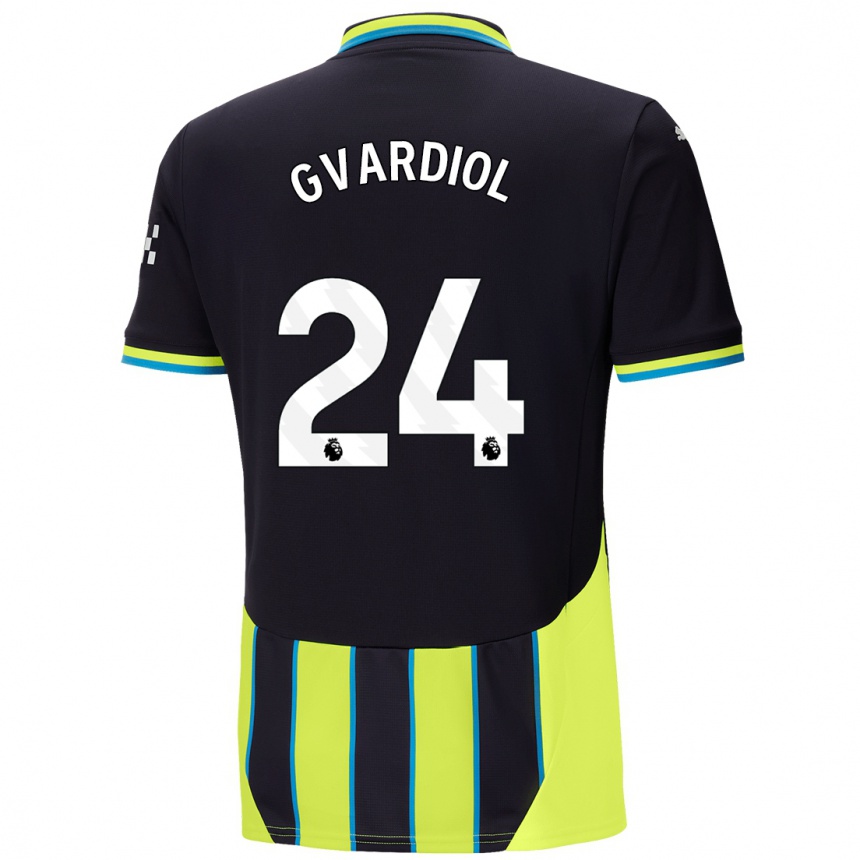 Niño Fútbol Camiseta Josko Gvardiol #24 Azul Amarillo 2ª Equipación 2024/25 México