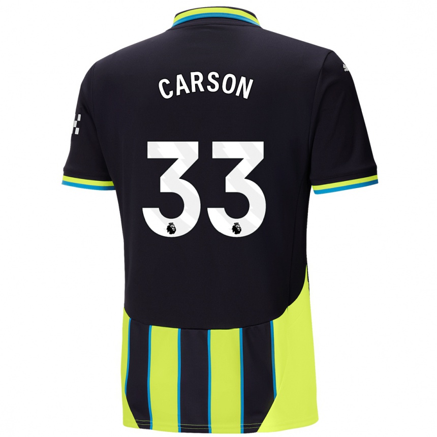 Niño Fútbol Camiseta Scott Carson #33 Azul Amarillo 2ª Equipación 2024/25 México