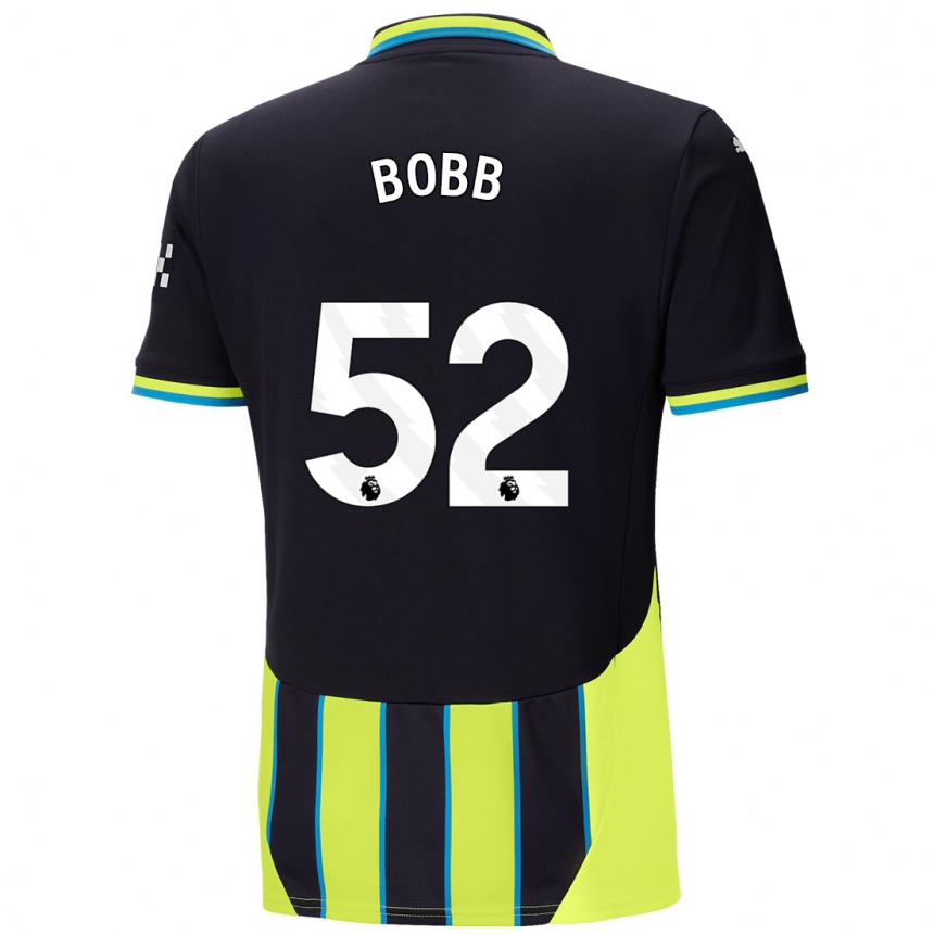 Niño Fútbol Camiseta Oscar Bobb #52 Azul Amarillo 2ª Equipación 2024/25 México