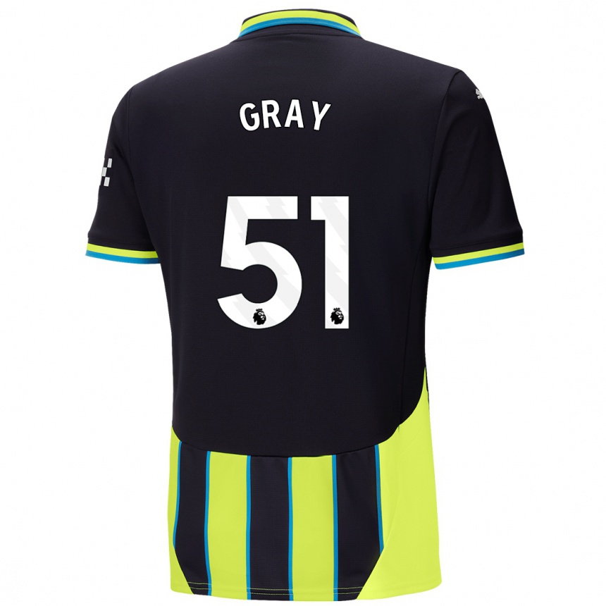 Niño Fútbol Camiseta Charlie Gray #51 Azul Amarillo 2ª Equipación 2024/25 México