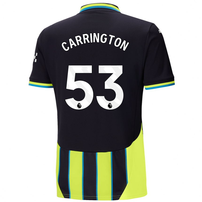 Niño Fútbol Camiseta Ezra Carrington #53 Azul Amarillo 2ª Equipación 2024/25 México