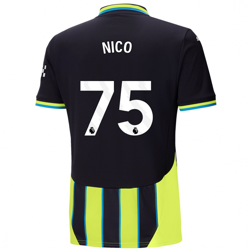 Niño Fútbol Camiseta Nico O'reilly #75 Azul Amarillo 2ª Equipación 2024/25 México