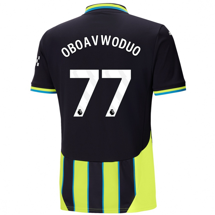 Niño Fútbol Camiseta Justin Oboavwoduo #77 Azul Amarillo 2ª Equipación 2024/25 México