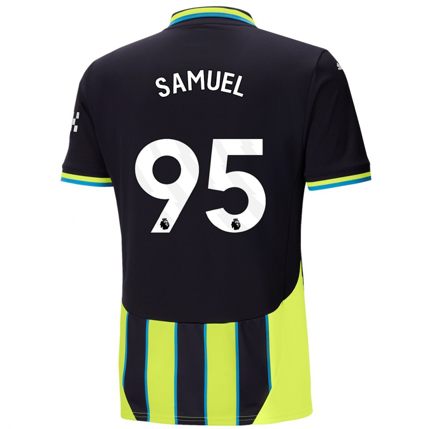 Niño Fútbol Camiseta Lakyle Samuel #95 Azul Amarillo 2ª Equipación 2024/25 México