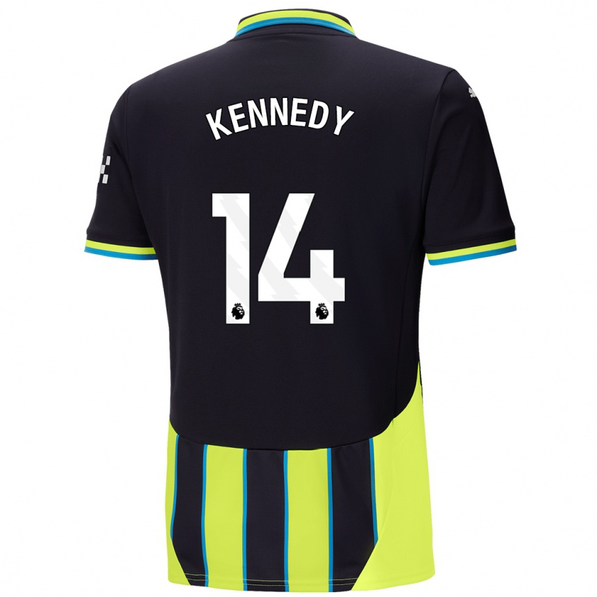 Niño Fútbol Camiseta Alanna Kennedy #14 Azul Amarillo 2ª Equipación 2024/25 México