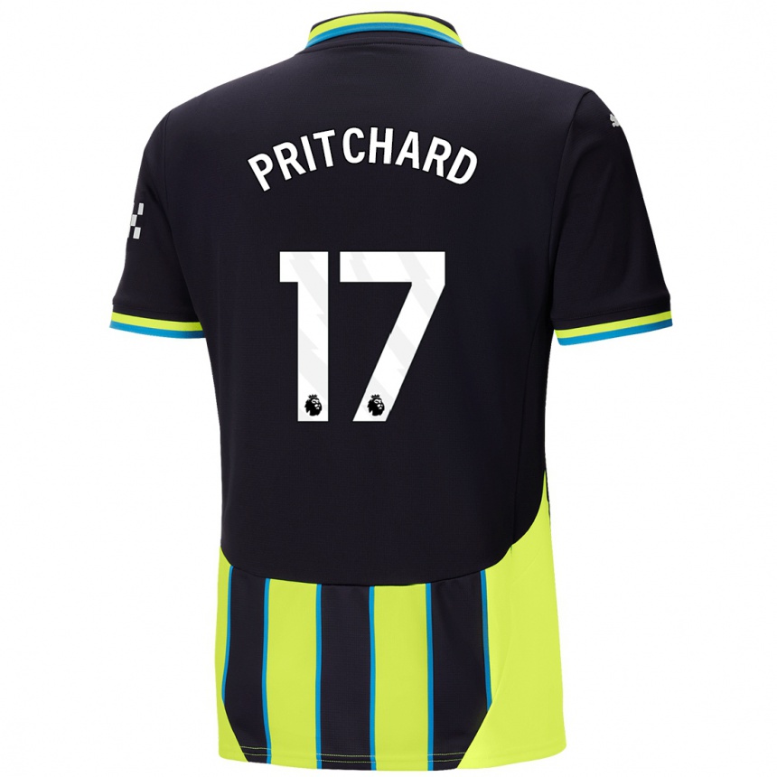 Niño Fútbol Camiseta Poppy Pritchard #17 Azul Amarillo 2ª Equipación 2024/25 México