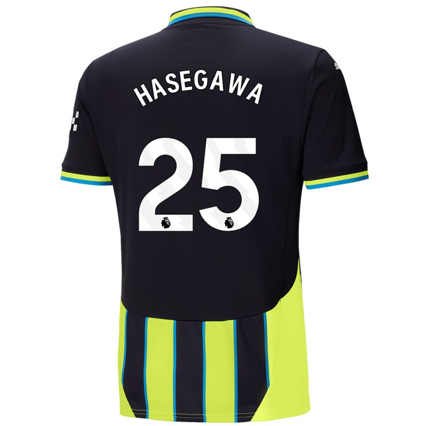 Niño Fútbol Camiseta Yui Hasegawa #25 Azul Amarillo 2ª Equipación 2024/25 México