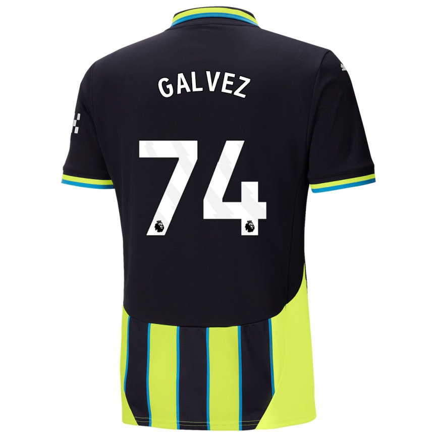 Niño Fútbol Camiseta Tomas Galvez #74 Azul Amarillo 2ª Equipación 2024/25 México