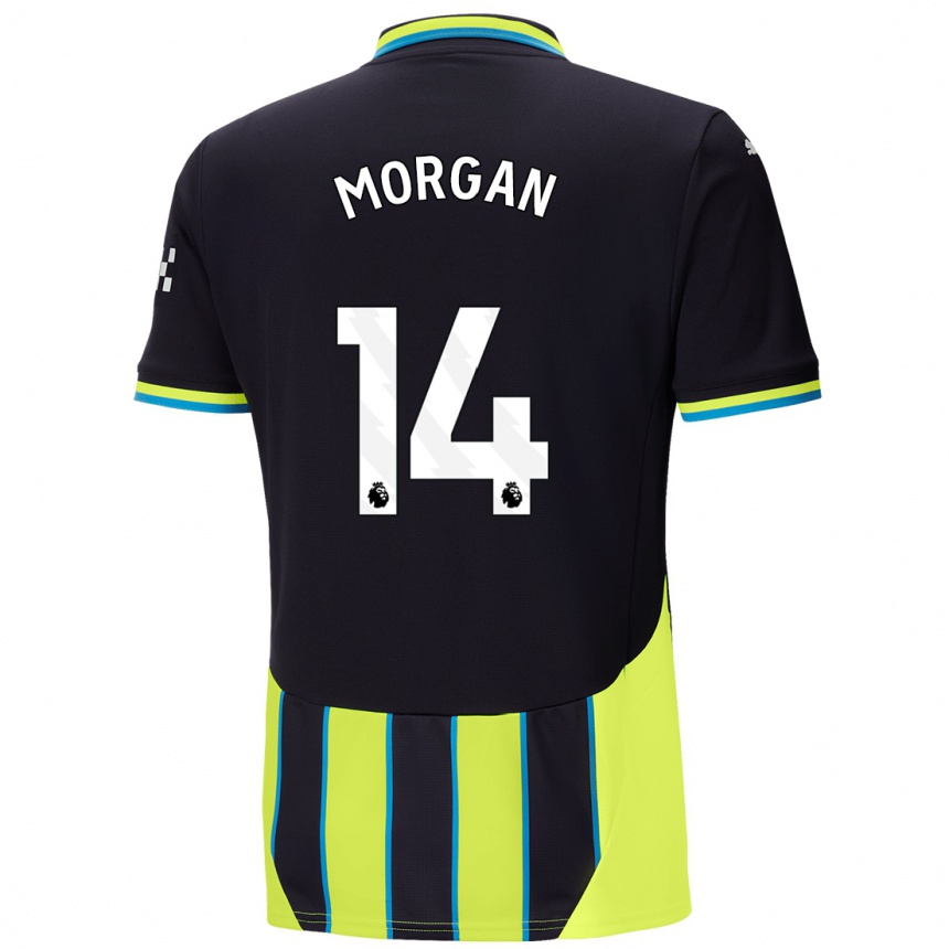 Niño Fútbol Camiseta Esme Morgan #14 Azul Amarillo 2ª Equipación 2024/25 México