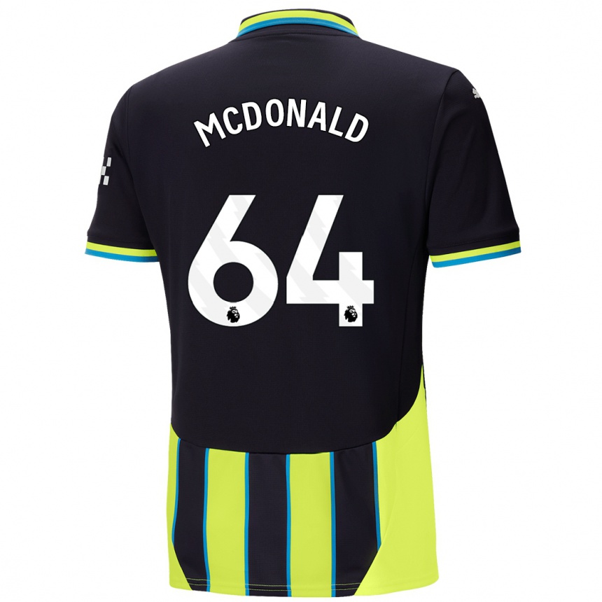 Niño Fútbol Camiseta Rowan Mcdonald #64 Azul Amarillo 2ª Equipación 2024/25 México