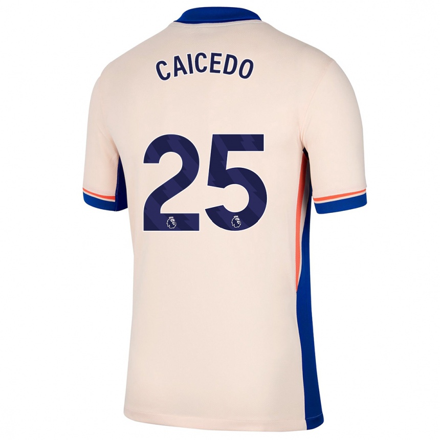 Niño Fútbol Camiseta Moisés Caicedo #25 Beige Claro 2ª Equipación 2024/25 México