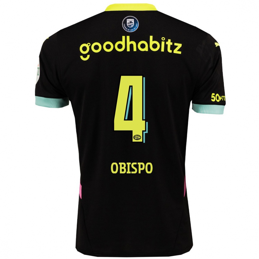 Niño Fútbol Camiseta Armando Obispo #4 Negro Amarillo 2ª Equipación 2024/25 México