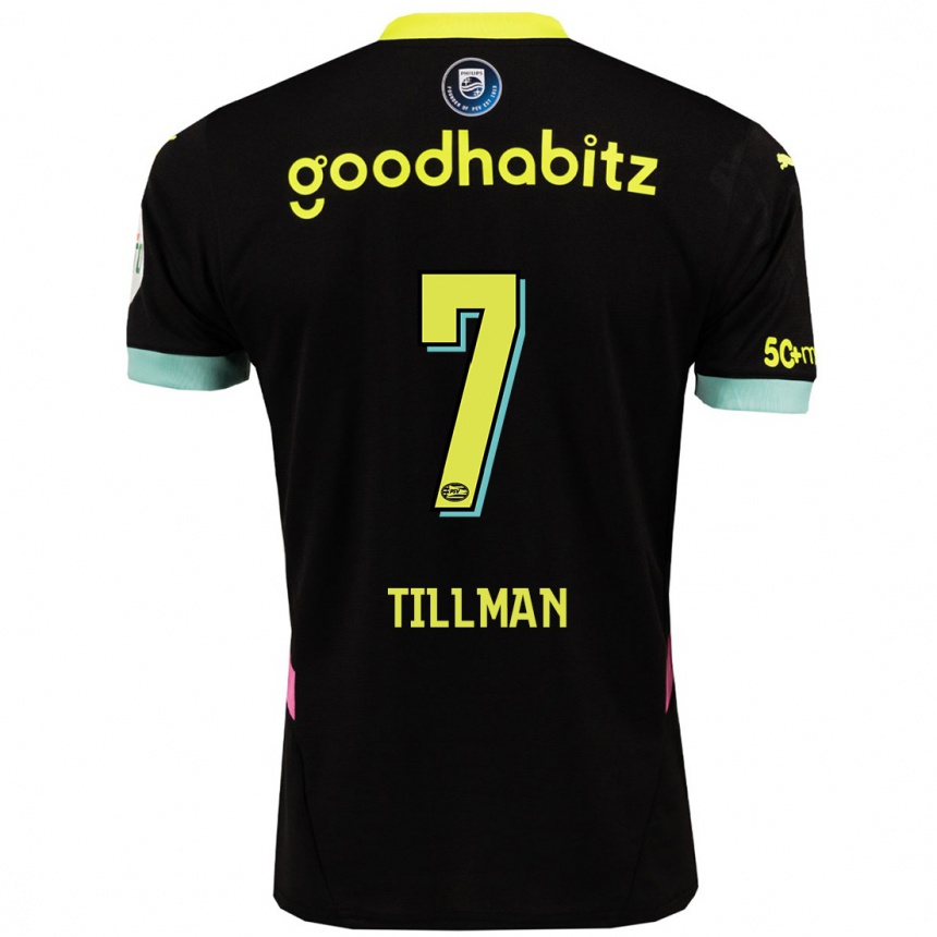 Niño Fútbol Camiseta Malik Tillman #7 Negro Amarillo 2ª Equipación 2024/25 México