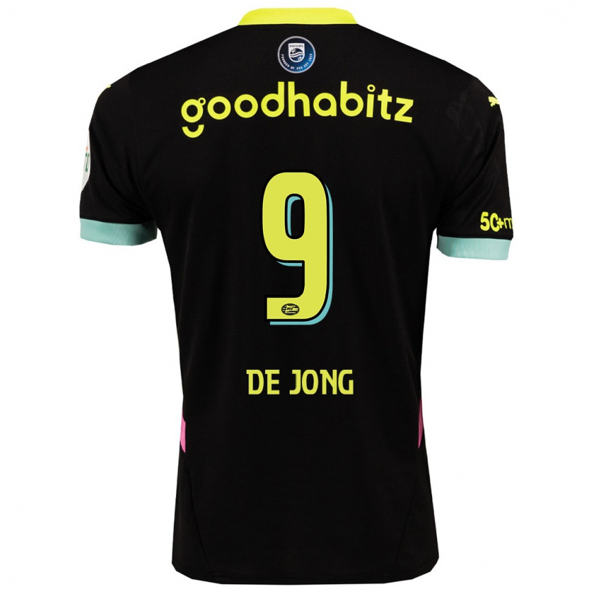 Niño Fútbol Camiseta Luuk De Jong #9 Negro Amarillo 2ª Equipación 2024/25 México