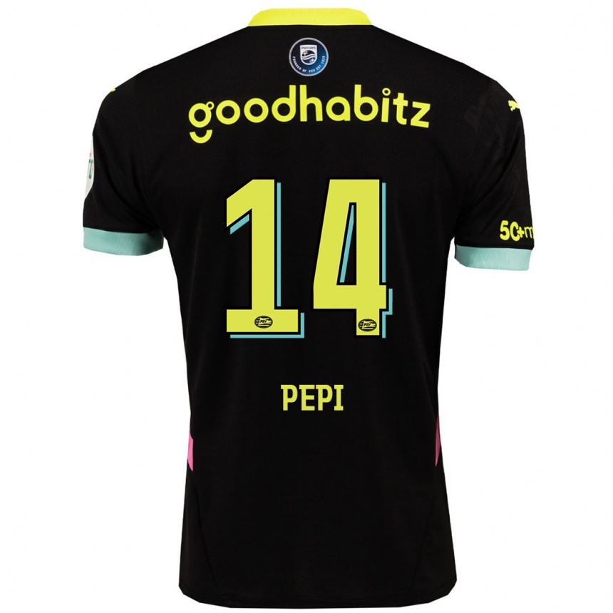 Niño Fútbol Camiseta Ricardo Pepi #14 Negro Amarillo 2ª Equipación 2024/25 México