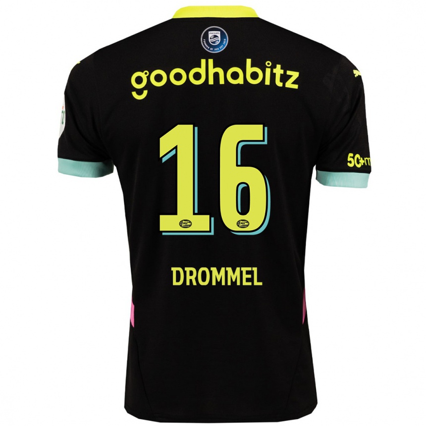 Niño Fútbol Camiseta Joël Drommel #16 Negro Amarillo 2ª Equipación 2024/25 México