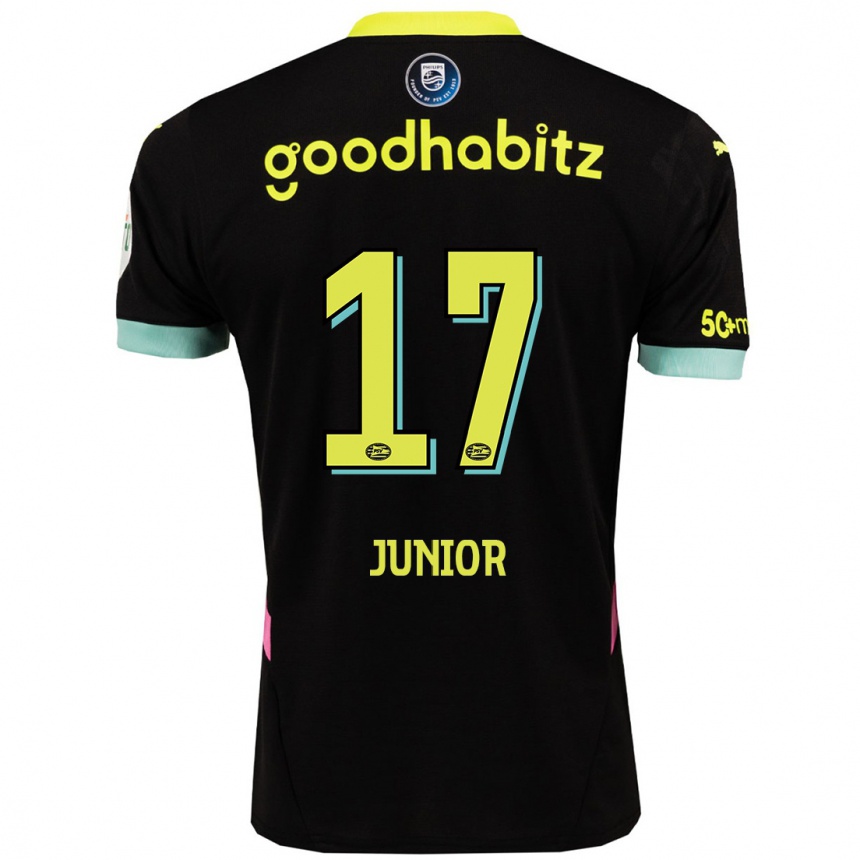 Niño Fútbol Camiseta Mauro Júnior #17 Negro Amarillo 2ª Equipación 2024/25 México