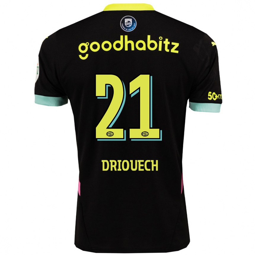 Niño Fútbol Camiseta Couhaib Driouech #21 Negro Amarillo 2ª Equipación 2024/25 México