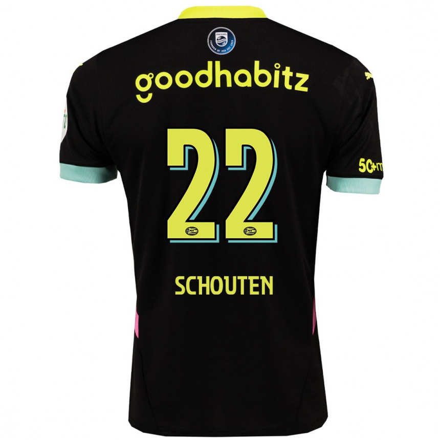 Niño Fútbol Camiseta Jerdy Schouten #22 Negro Amarillo 2ª Equipación 2024/25 México