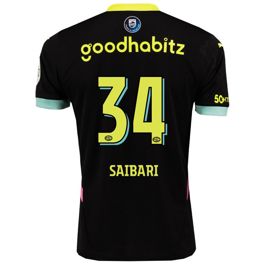 Niño Fútbol Camiseta Ismael Saibari #34 Negro Amarillo 2ª Equipación 2024/25 México