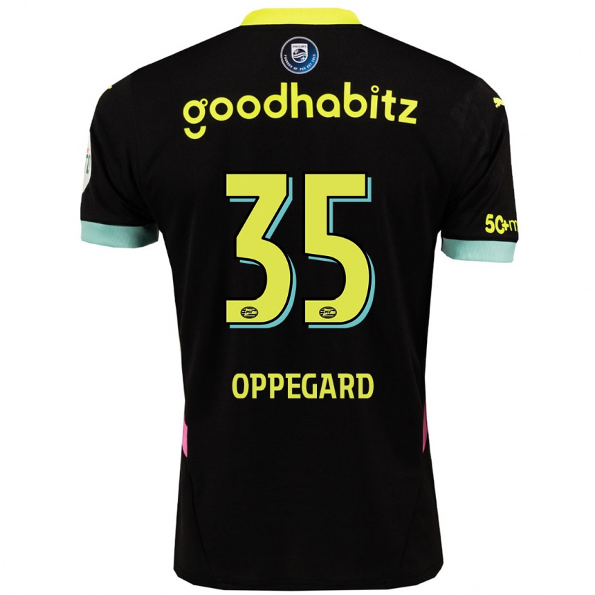 Niño Fútbol Camiseta Fredrik Oppegard #35 Negro Amarillo 2ª Equipación 2024/25 México