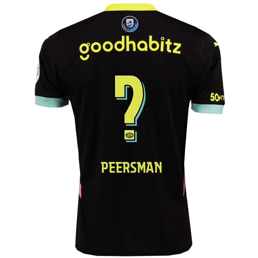 Niño Fútbol Camiseta Kjell Peersman #0 Negro Amarillo 2ª Equipación 2024/25 México