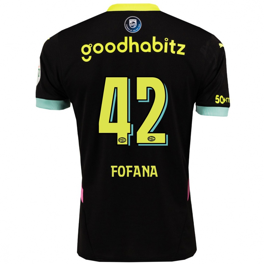 Niño Fútbol Camiseta Fode Fofana #42 Negro Amarillo 2ª Equipación 2024/25 México