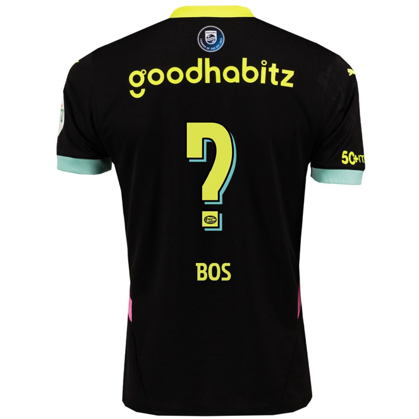 Niño Fútbol Camiseta Floris Bos #0 Negro Amarillo 2ª Equipación 2024/25 México