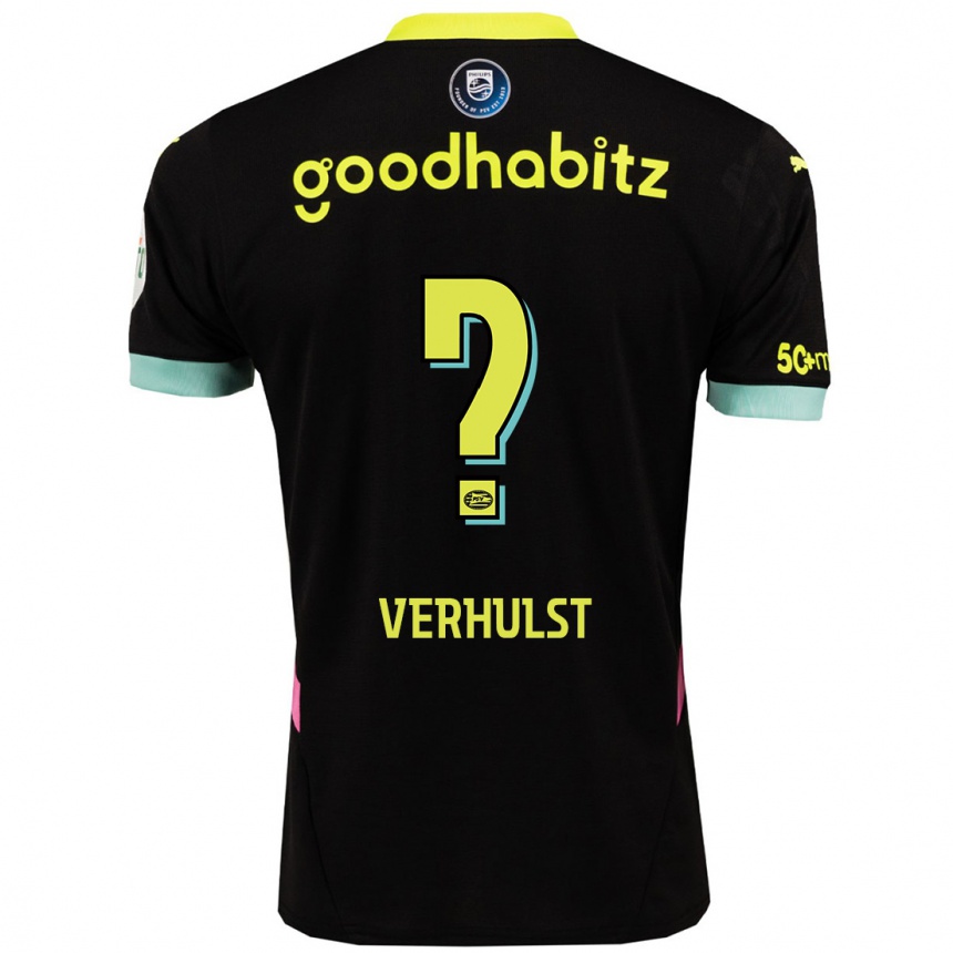 Niño Fútbol Camiseta Gino Verhulst #0 Negro Amarillo 2ª Equipación 2024/25 México