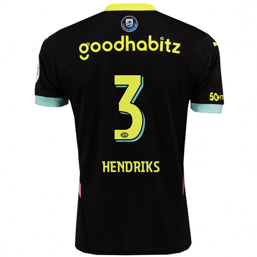 Niño Fútbol Camiseta Gwyneth Hendriks #3 Negro Amarillo 2ª Equipación 2024/25 México