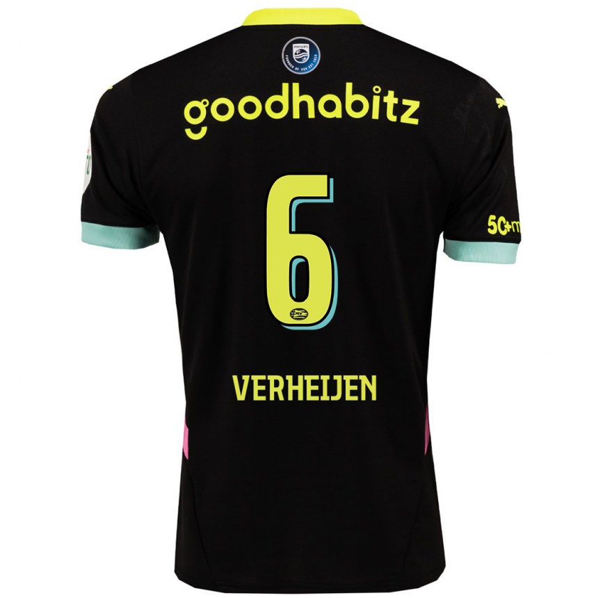 Niño Fútbol Camiseta Janneke Verheijen #6 Negro Amarillo 2ª Equipación 2024/25 México