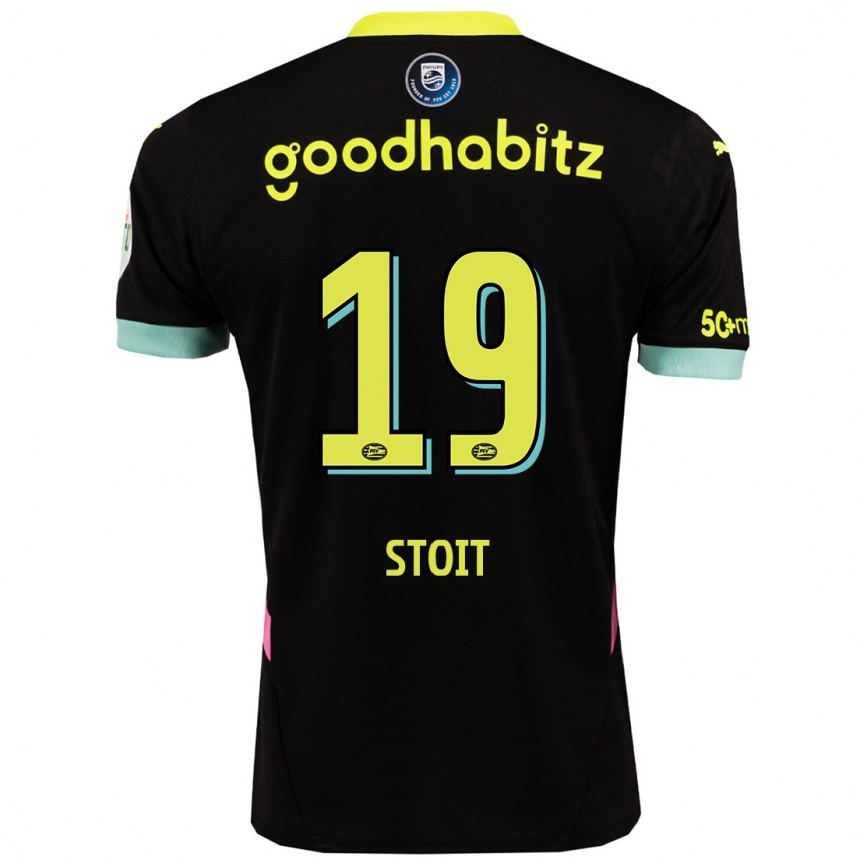 Niño Fútbol Camiseta Fleur Stoit #19 Negro Amarillo 2ª Equipación 2024/25 México