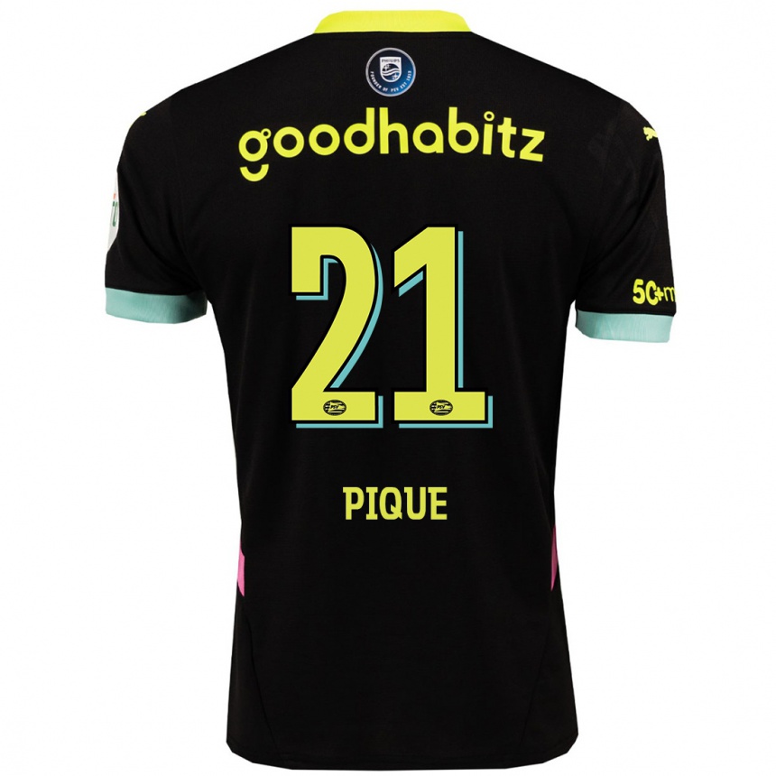 Niño Fútbol Camiseta Naomi Piqué #21 Negro Amarillo 2ª Equipación 2024/25 México