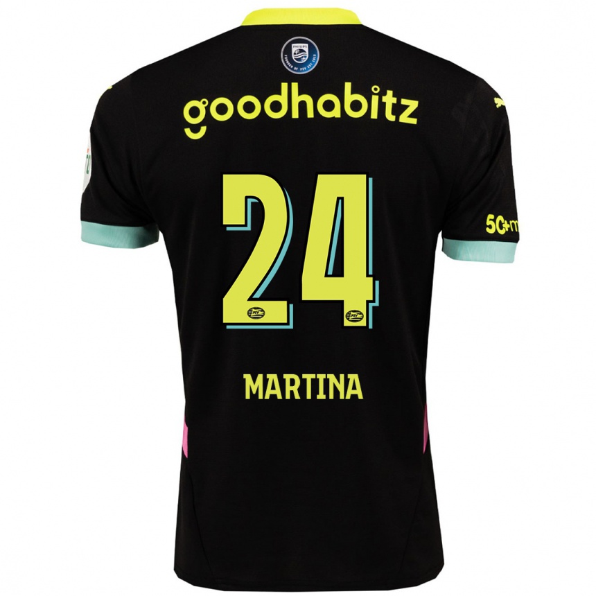 Niño Fútbol Camiseta Shijona Martina #24 Negro Amarillo 2ª Equipación 2024/25 México