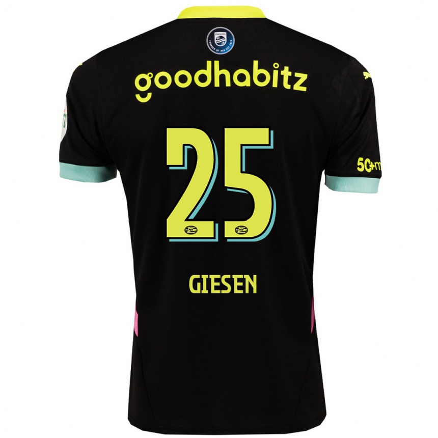 Niño Fútbol Camiseta Suzanne Giesen #25 Negro Amarillo 2ª Equipación 2024/25 México