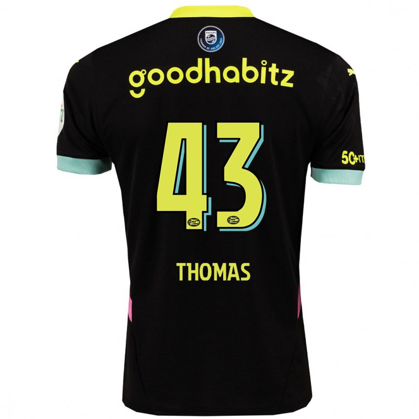 Niño Fútbol Camiseta Kealyn Thomas #43 Negro Amarillo 2ª Equipación 2024/25 México