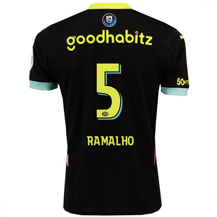 Niño Fútbol Camiseta André Ramalho #5 Negro Amarillo 2ª Equipación 2024/25 México