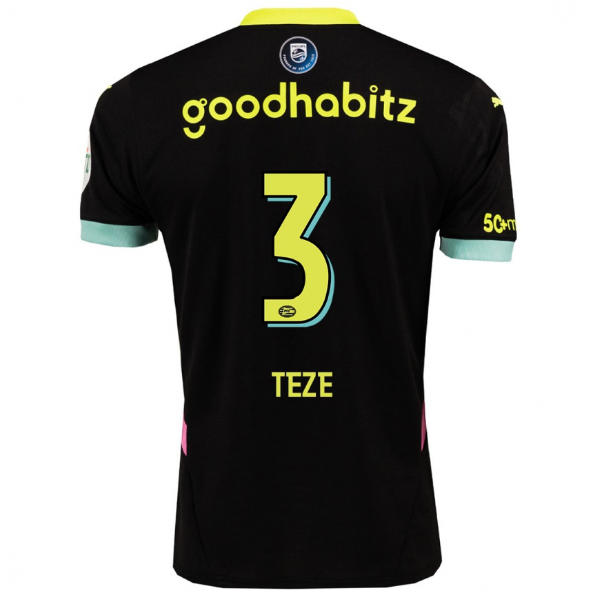 Niño Fútbol Camiseta Jordan Teze #3 Negro Amarillo 2ª Equipación 2024/25 México