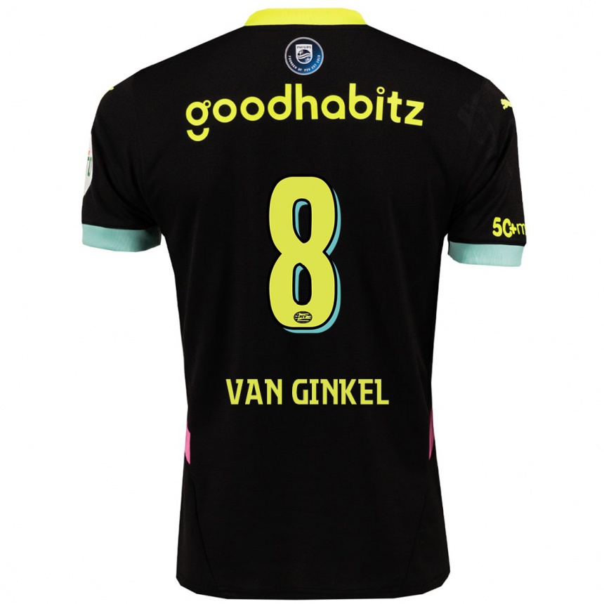 Niño Fútbol Camiseta Marco Van Ginkel #8 Negro Amarillo 2ª Equipación 2024/25 México