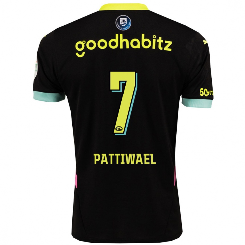 Niño Fútbol Camiseta Naomi Pattiwael #7 Negro Amarillo 2ª Equipación 2024/25 México