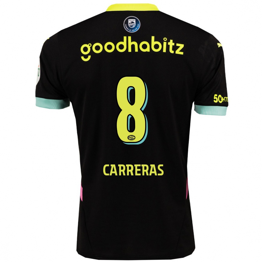 Niño Fútbol Camiseta Georgina Carreras #8 Negro Amarillo 2ª Equipación 2024/25 México