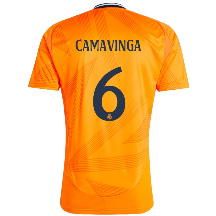 Niño Fútbol Camiseta Eduardo Camavinga #6 Naranja 2ª Equipación 2024/25 México