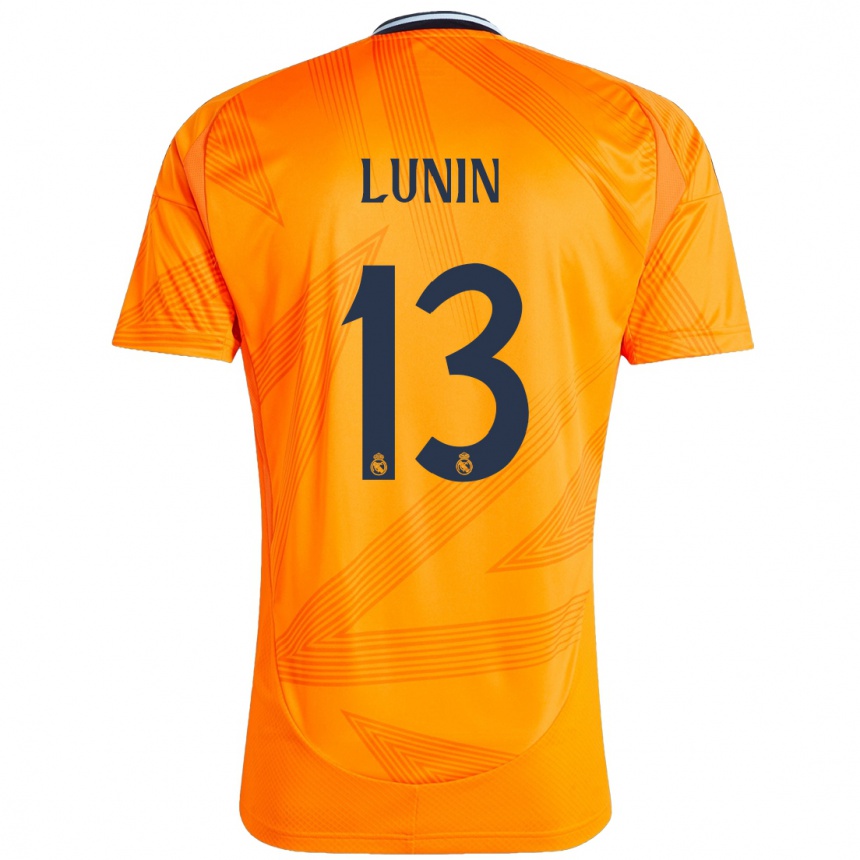 Niño Fútbol Camiseta Andriy Lunin #13 Naranja 2ª Equipación 2024/25 México