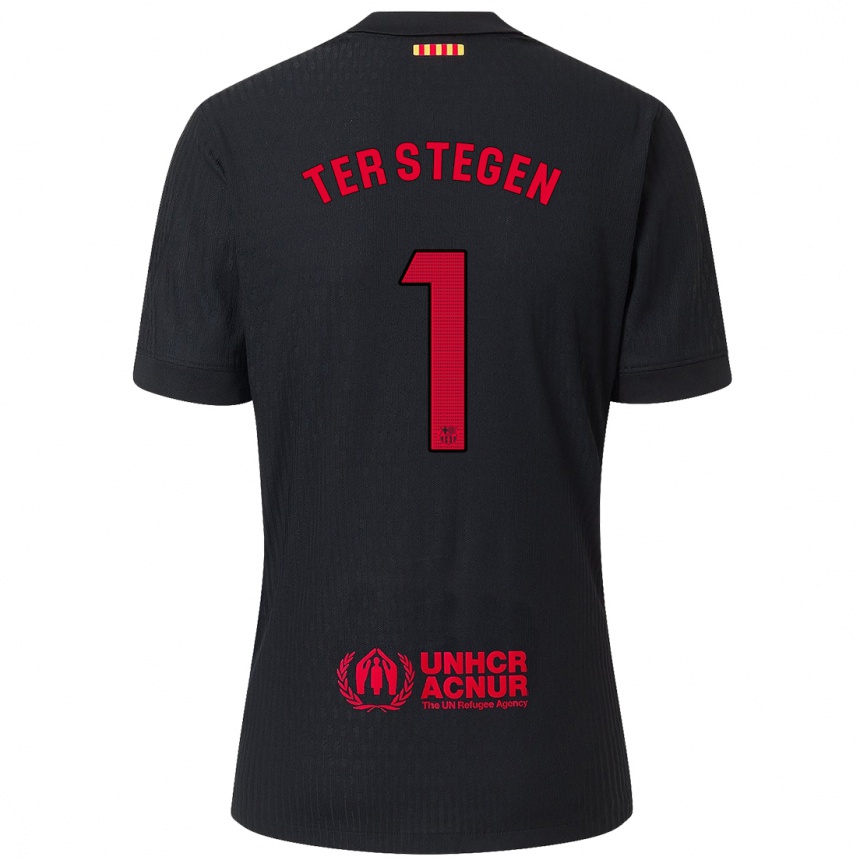 Niño Fútbol Camiseta Marc-Andre Ter Stegen #1 Negro Rojo 2ª Equipación 2024/25 México