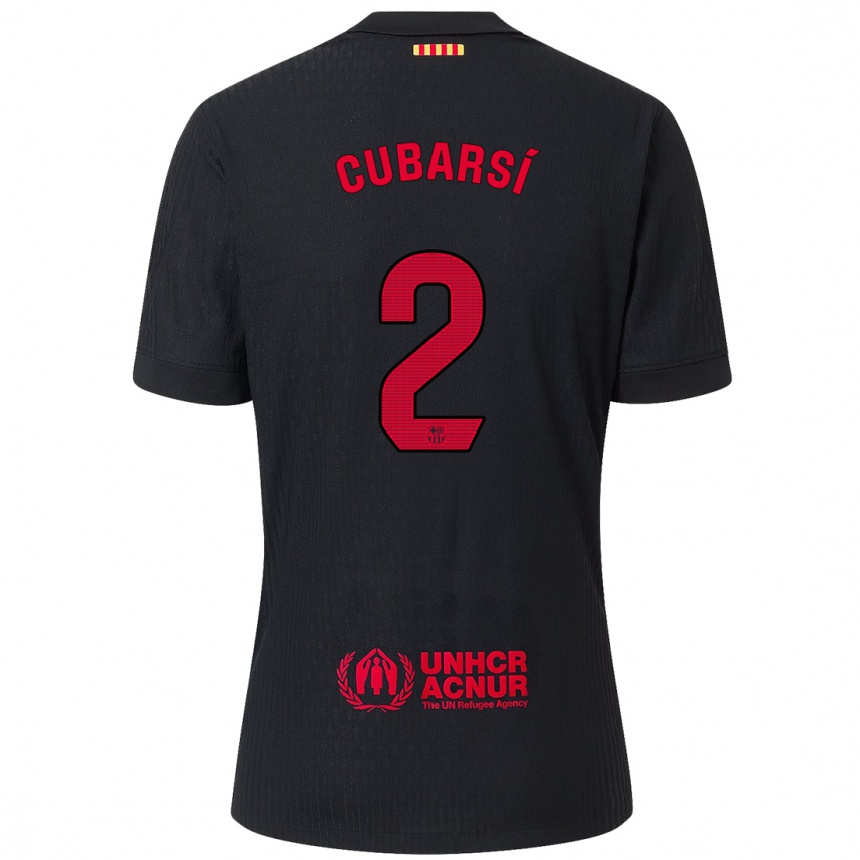 Niño Fútbol Camiseta Pau Cubarsí #2 Negro Rojo 2ª Equipación 2024/25 México