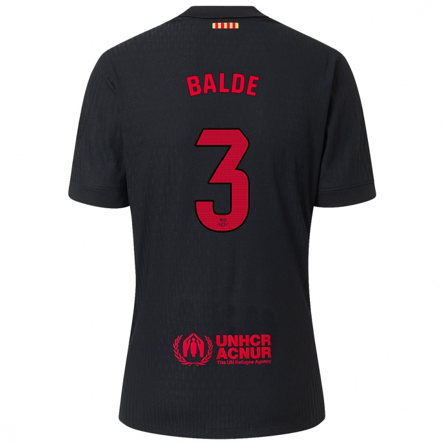 Niño Fútbol Camiseta Alejandro Balde #3 Negro Rojo 2ª Equipación 2024/25 México