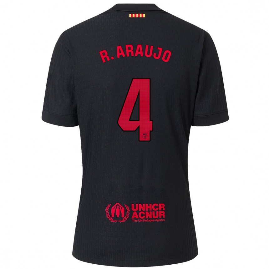 Niño Fútbol Camiseta Ronald Araújo #4 Negro Rojo 2ª Equipación 2024/25 México