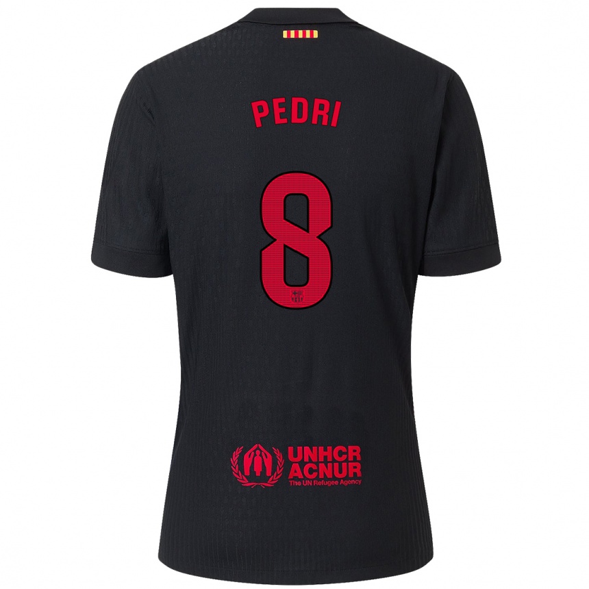 Niño Fútbol Camiseta Pedri #8 Negro Rojo 2ª Equipación 2024/25 México