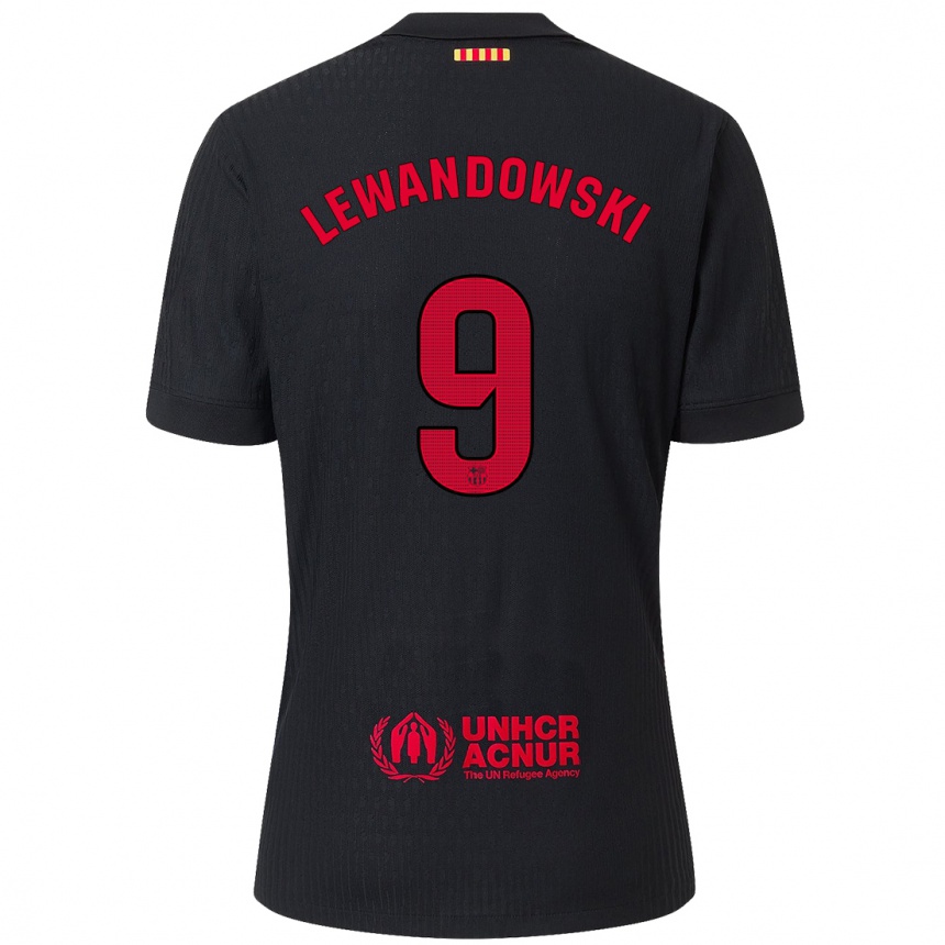 Niño Fútbol Camiseta Robert Lewandowski #9 Negro Rojo 2ª Equipación 2024/25 México